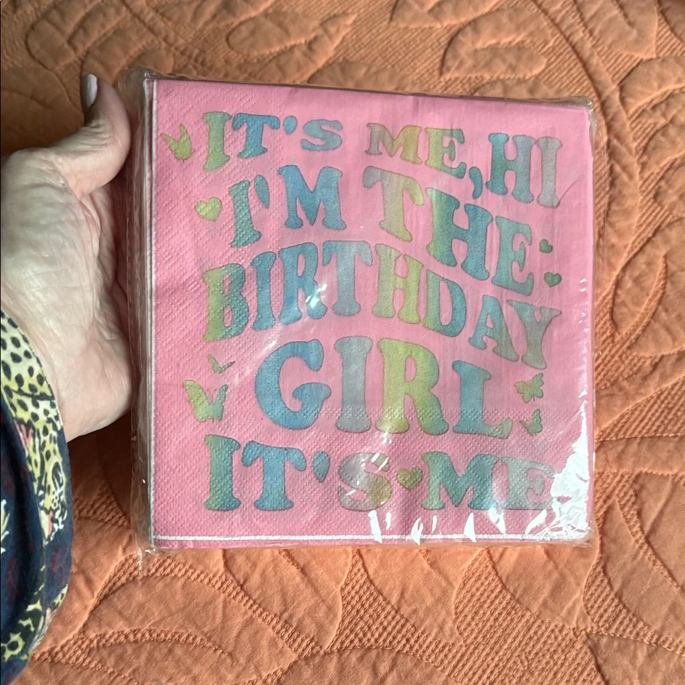 Taylor Swift Style Birthday Girl Party Napkins - Pink and Green